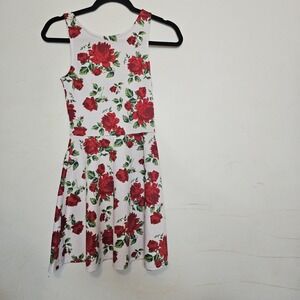 Divided H&M Strappy Floral Print Mini Dress White Gardencore Stretch Size 4